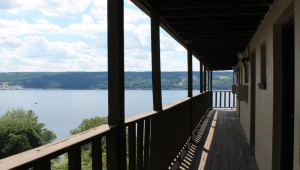 Finger Lakes Waterfall Resort deck overlooking Seneca Lake